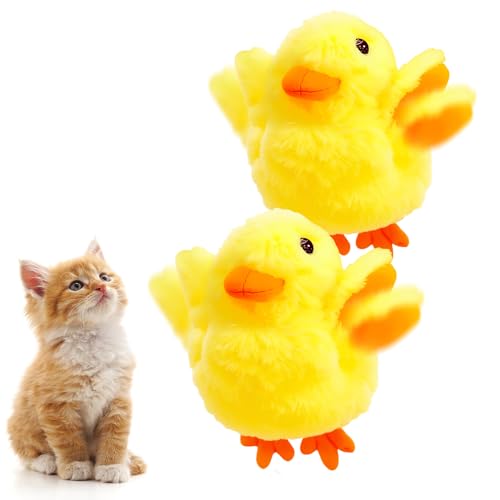 heepqy Katzenspielzeug Wiederaufladbare Flatter Ente,2025 Neuest Interaktives Katzenspielzeug, Berührungsaktiviert Aufladbares, Entenruf VogelKatzen Spielsachen mit Katzenminze (2 PCS) von heepqy