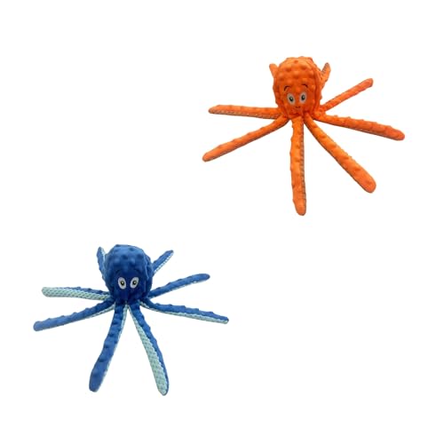 helioflicker Quietschendes Hundespielzeug, Oktopus-Spielzeug, Kauspielzeug für Welpen, interaktives Hundespielzeug, um sie zu beschäftigen, Orange + Blau, 2 Stück helioflicker Quietschendes Hundespielzeug, Oktopus-Spielzeug, Kauspielzeug für Welpen, interaktives Hundespielzeug, um sie zu beschäftigen, Orange + Blau, 2 Stück von helioflicker