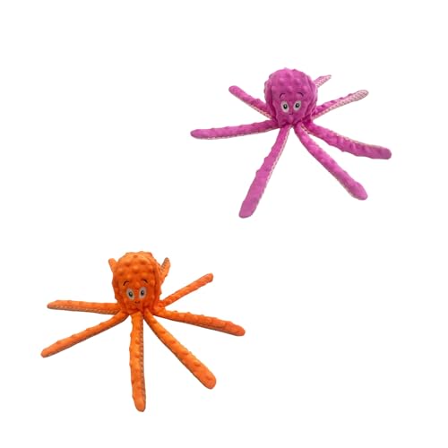 helioflicker Quietschendes Hundespielzeug, Oktopus-Spielzeug, Kauspielzeug für Welpen, interaktives Hundespielzeug, um sie zu beschäftigen, Orange + Rosa, 2 Stück helioflicker Quietschendes Hundespielzeug, Oktopus-Spielzeug, Kauspielzeug für Welpen, interaktives Hundespielzeug, um sie zu beschäftigen, Orange + Rosa, 2 Stück von helioflicker