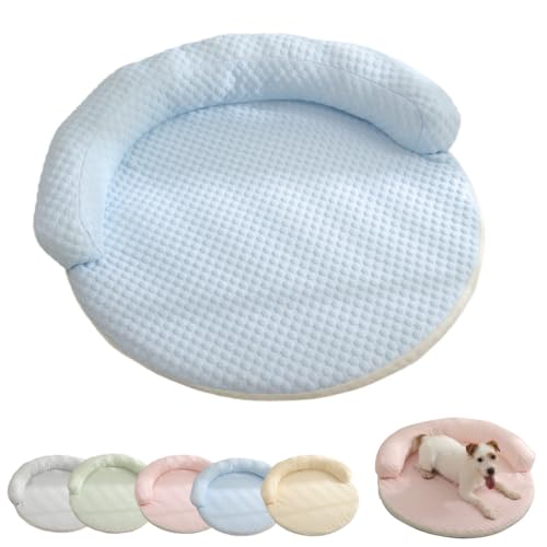 Breeze Bed for Cats, LapCatz Breeze Bed, Summer Ice-Silk Pet Cooling Mat, Breathable and Cool Round Pet Mat for Cat and Dog (Blue,90cm) von heofonm