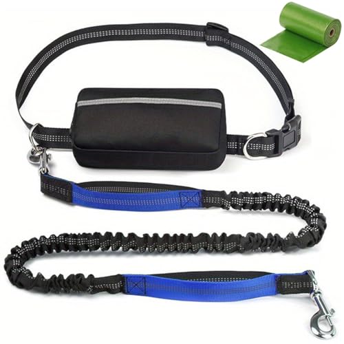 Upliftjoys Dog Leash, Hands Free Dog Leash with Zipper Pouch, Dual Padded Handles and Retractable Bungee for Walking, Jogging and Running Your Dogs (Blue) von heofonm