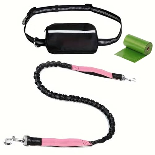 Upliftjoys Dog Leash, Hands Free Dog Leash with Zipper Pouch, Dual Padded Handles and Retractable Bungee for Walking, Jogging and Running Your Dogs (Pink) von heofonm
