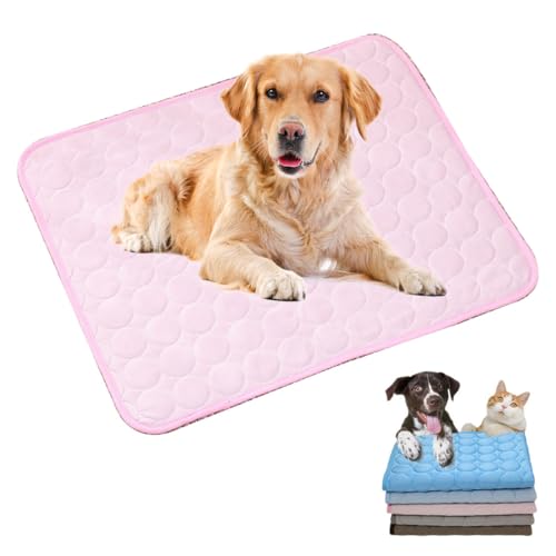 heofonm Kühlmatte Hund, Kühlmatte für Hunde, Kühlmatte für Den Sommer für Hund & Katze, Selbstkühlende Hundematte, Abrieb- und Bissfest Natürliche Kühlung (Rosa,M) von heofonm