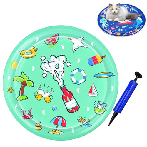 heofonm Sensorische Wasser Spielmatte für Katzen & Hunde, Verdickte Sommer Katzen Wassermatte Spiel und kühlmatte, Interaktive Wasserspielmatte für drinnen & draußen (#B,100cm) von heofonm