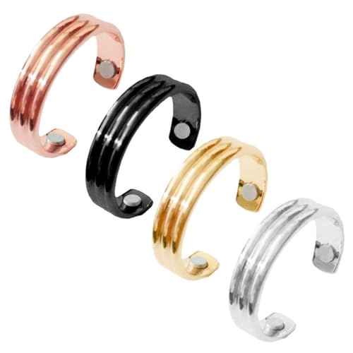 heofonm Sömni Ring Damen Wechseljahre, Sömni Ring, Magnetringe Damen Wechseljahre Ringe, Verstellbarer Magnetischer Akupressurring zur Linderung von Müdigkeit (B*4pcs) von heofonm