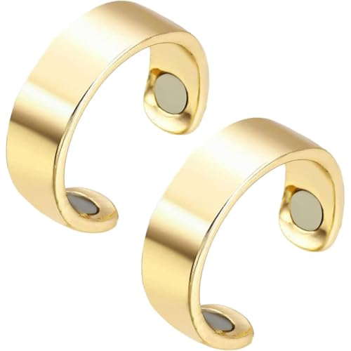 heofonm Sömni Ring Damen Wechseljahre, Sömni Ring, Magnetringe Damen Wechseljahre Ringe, Verstellbarer Magnetischer Akupressurring zur Linderung von Müdigkeit (Gold-A*2) von heofonm