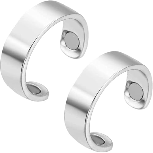 heofonm Sömni Ring Damen Wechseljahre, Sömni Ring, Magnetringe Damen Wechseljahre Ringe, Verstellbarer Magnetischer Akupressurring zur Linderung von Müdigkeit (Silber-A*2) von heofonm