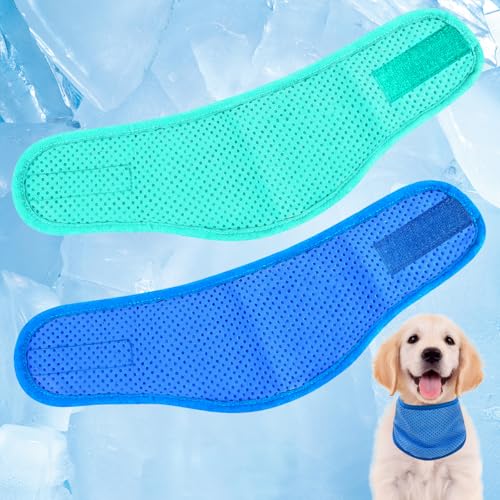 Kühlendes Halstuch für Hunde, 2 Stück, sofortige Kälte, Sommer-Kühlhalsband für kleine, mittelgroße und große Haustiere, wiederverwendbar, atmungsaktives Nylon-Eis-Bandana für Outdoor-Wärmeentlastung von heqxwl