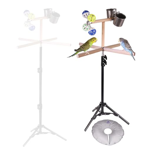Vogel-Sitzstange mit dreieckigem Metallfuß, drehbaren Schaukelstangen und drehenden Glocken, Klemme für Wasser und Futter und Gewichtstasche sind im Lieferumfang enthalten. Vogel-Sitzstange mit dreieckigem Metallfuß, drehbaren Schaukelstangen und drehenden Glocken, Klemme für Wasser und Futter und Gewichtstasche sind im Lieferumfang enthalten. von hereex