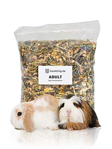 Premiumfutter Adult ohne Farbstoffe für ausgewachsene Kaninchen und Meerschweinchen (18kg) von Heukönig von heukoenig.de