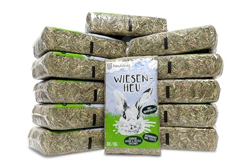 12 kg Wiesenheu in handlichen 1 kg Beuteln (12kg) - Futter und Einstreu für Kleintiere von heukoenig.de