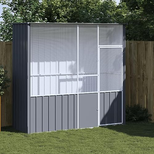 heybb Voliere Anthrazit 215x78x200 cm Verzinkter Stahl VogelkäFig Groß VogelkäFig Abdeckung von HEYBB