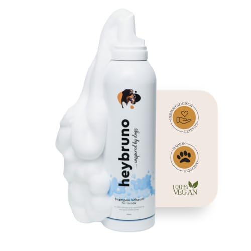 heybruno Hundeshampoo, Schaum, 200 ml, für fluffiges & weiches Fell, dermatologisch getestet von heybruno