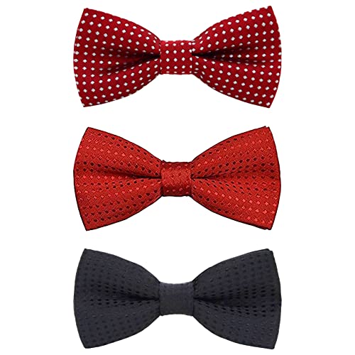 Fliege für Hund oder Katze, kleines Halsband, verstellbar, für Welpen oder Kätzchen, mittelgroßer Hals, für Ostern, Hochzeit, Geburtstagsgeschenk, D-D-T-1 (3 Paar - Burgunderrot, Rot, Schwarz) von heypet