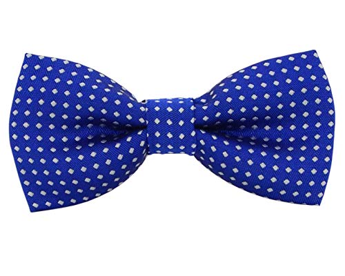 Fliege mit Halsband für kleine Katzen und Hunde, verstellbar, für Hochzeit, Geburtstag, D-D-T-1, Königsblau mit weißen Punkten von heypet