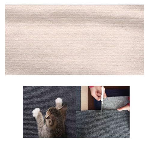 Kratzmatte für Katzen, 30x100cm Kratzmatte Selbstklebend, Zuschneidbarer Selbstklebender Katzenkratzteppich, Kratzbretter Katze, Katzen Kratzschutz für Wand Sofa Tür und Möbel (Beige) von hgerGWW