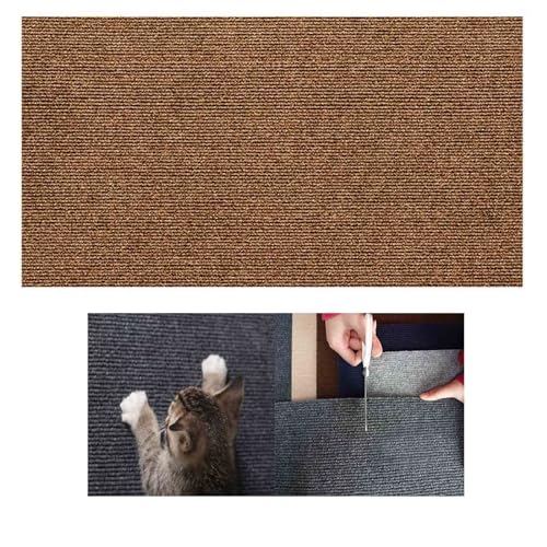 Kratzmatte für Katzen, 30x100cm Kratzmatte Selbstklebend, Zuschneidbarer Selbstklebender Katzenkratzteppich, Kratzbretter Katze, Katzen Kratzschutz für Wand Sofa Tür und Möbel (Braun) von hgerGWW