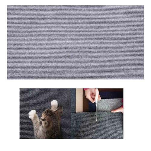 Kratzmatte für Katzen, 30x100cm Kratzmatte Selbstklebend, Zuschneidbarer Selbstklebender Katzenkratzteppich, Kratzbretter Katze, Katzen Kratzschutz für Wand Sofa Tür und Möbel (Grau) von hgerGWW