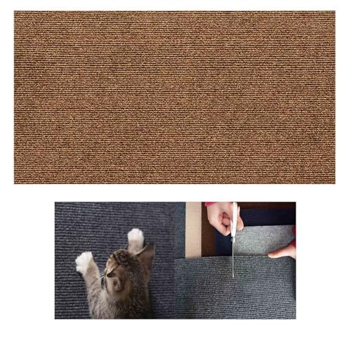 Kratzmatte für Katzen, 30x100cm Kratzmatte Selbstklebend, Zuschneidbarer Selbstklebender Katzenkratzteppich, Kratzbretter Katze, Katzen Kratzschutz für Wand Sofa Tür und Möbel (Khaki) von hgerGWW