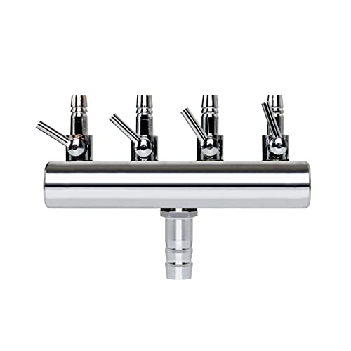 hifrom Aquarium Luftverteiler Edelstahl Luftregelventil Luftheber Filter Wird Zur Sauerstoffversorgung in Aquarien für 4/8mm Schlauch Luftpumpe, Aquakultur und Anderen Bereichen Fischkiste (4 Wege) von hifrom