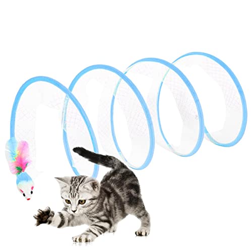 Flesh für Katzen im Inneren, Faltbare Tunnel für Kätzchen in S-Form – Interaktives Spielzeug für Katzen mit Maus und Federn, Spielzeug Tunnel für Haustiere im -Stil Flesh für Katzen im Inneren, Faltbare Tunnel für Kätzchen in S-Form – Interaktives Spielzeug für Katzen mit Maus und Federn, Spielzeug Tunnel für Haustiere im -Stil von higyee