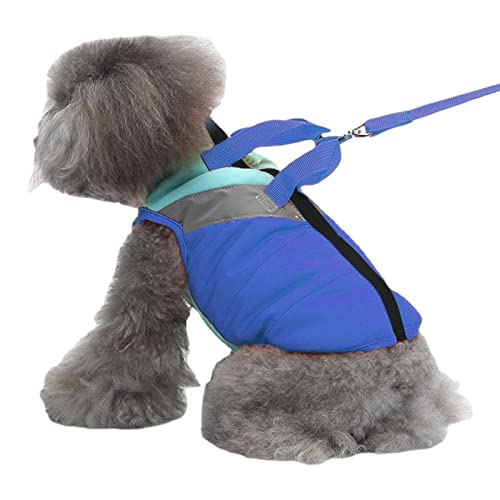 Gepolsterte Jacke für Hunde, warme Fleecejacke mit Reißverschluss für Hunde mit Leine mit Doppel-D- | Winterpullover wasserfest für kleine Hunde, Kleidung für kleine Hunde von higyee