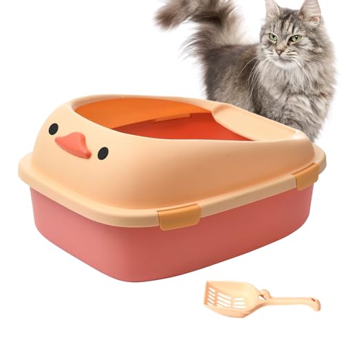 Große Katzentoilette – Süße Katzentoilette | Offener Katzenstreubehälter, Spritzwassergeschützte Katzentoilette Mit Schaufel Für Kleine, Mittelgroße Und Große Katzen von higyee