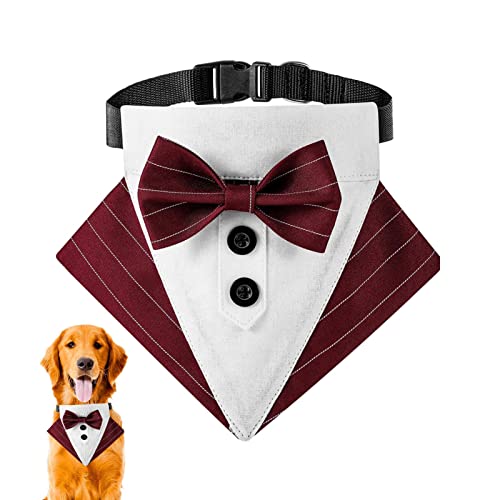 Halstuch für Hunde – Hochzeitsbandana für Haustiere verstellbar | Bandana für Hochzeitshund, Halsband mit Fliege für kleine, mittlere und große Higyee von higyee