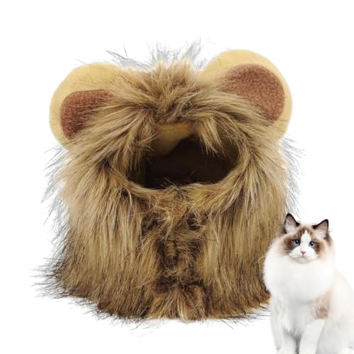 Haustier-Löwenmähne-Perücke, Katzenhut-Löwenmähne,Haustierkostüme Hut Ausgefallenes Löwenhaar Katzenkleidung Kleid | Verwandeln Sie Ihre Katze in EIN Starkes, hautfreundliches Löwen-Outfit für von higyee
