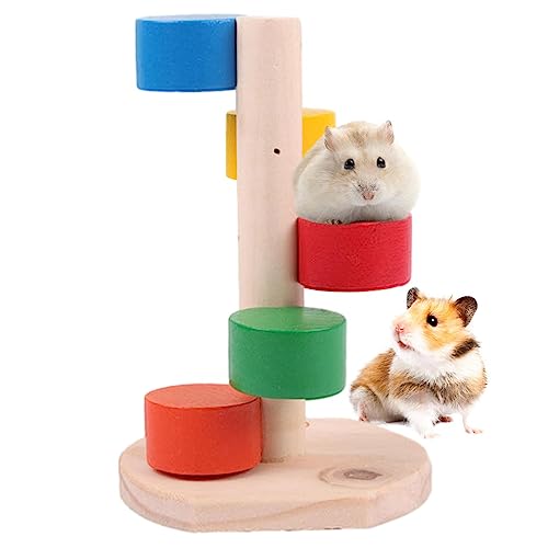 Hölzerne Hamstertreppe,Rennmaus-Treppe, Hamsterspielzeug, Bunte Käfigtreppe - Hamster-Regenbogenleiter für Meerschweinchen, Treppenkletterleiter, Kinderkrankheiten, Treppen, lässig Higyee von higyee