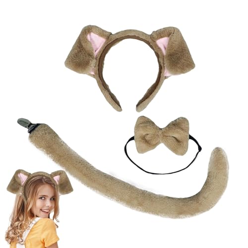 Hundeohren und Schwanz,Hundeohren Stirnband und Schwanz, Hundestirnband mit Fliege und Schwanz, 3 Stück, Kostüm, Hündchen-Kostümset, Cosplay-Partyzubehör, Verkleidungskostüm für Erwachsene Hundeohren und Schwanz,Hundeohren Stirnband und Schwanz, Hundestirnband mit Fliege und Schwanz, 3 Stück, Kostüm, Hündchen-Kostümset, Cosplay-Partyzubehör, Verkleidungskostüm für Erwachsene von higyee