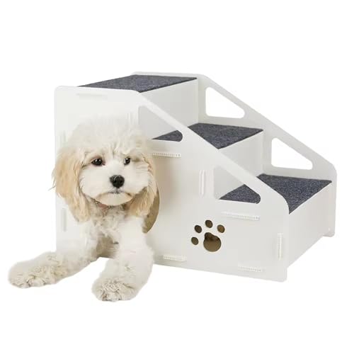 Hundetreppe - rutschfeste Treppen für kleine Haustiere | 4 Stufige Höhle Rampe für Kleine Hunderassen,Für Hohes Bett Schlafzimmer Couch Kleine Mittelgroße Große Tiere Welpen Kätzchen von higyee