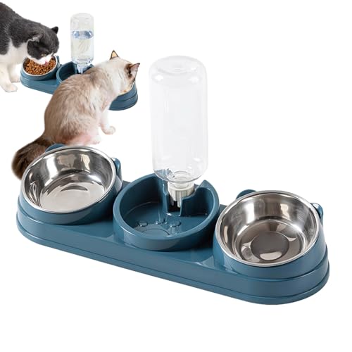Katzen Napf, Erhöhter Napf Für Hunde Katzen Wassernapf Futterspender, Edelstahl Rutschfester Wasserspender Für Indoor Outdoor Haushalt Kleintierfütterung Kitten Welpe Hase von higyee