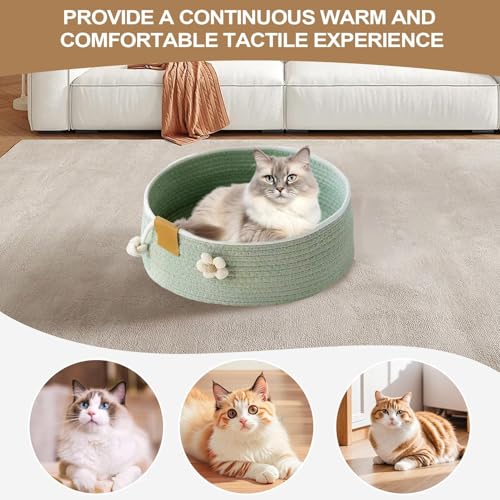 Katzenkorb Bett | Mittelgroßer Geflochtener Schlafkorb Für Katzen | Beruhigendes Kratzhaus zum Ausruhen Schlafen Winter Sommer Spielen Wohnzimmer Schlafzimmer Büro Fensterbank Katzenkorb Bett | Mittelgroßer Geflochtener Schlafkorb Für Katzen | Beruhigendes Kratzhaus zum Ausruhen Schlafen Winter Sommer Spielen Wohnzimmer Schlafzimmer Büro Fensterbank von higyee