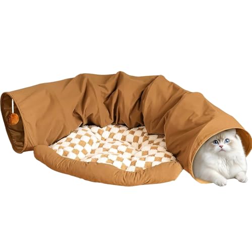 Katzentunnel Für Wohnungskatzen Abnehmbar - Winter Warm Katzenbett - Waschbar Verstärktes Höhlenhaus Für Indoor Katzenspiel Zur Unterhaltung Und Bewegung Fördernd Kitten Erkundung von higyee