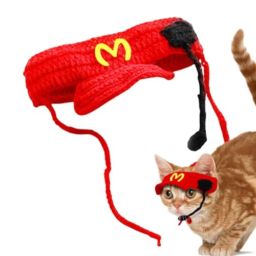 Lustige Haustiermütze – Süße Gestrickte Katzenmütze | Weben Von Haustier-Cosplay-Mützen Für Welpen Und Kätzchen | Entzückende Kellner-Mütze, Haustierkostüm, Kopfbedeckung Für Partyfotografie von higyee