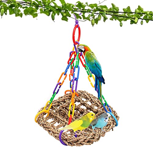 Seegras-Matte für Vögel, Schaukelspielzeug für Wellensittiche | Hängematte mit natürlichen Zutaten mit Kette und fester Schnalle für Cockatiel Klettern Seegras-Matte für Vögel, Schaukelspielzeug für Wellensittiche | Hängematte mit natürlichen Zutaten mit Kette und fester Schnalle für Cockatiel Klettern von higyee