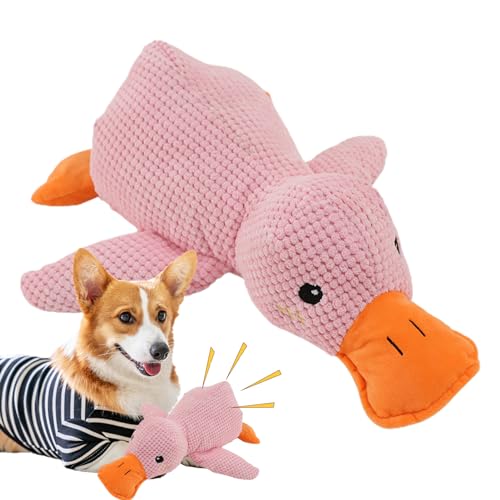 Spielzeug für quietschende Hunde – Plüschtier Ente aus Plüsch für Haustiere | Quietschendes Kauspielzeug aus niedlichem Entenplüsch für Hunde aller Größen von higyee