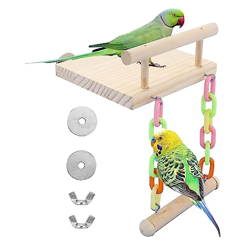Vogelkäfigspielzeug | Vogelsitzstangen für Sittiche - Hölzerne Plattform-Spielzeug-Spielhallen für Baby-Lovebird, Chinchilla, Hamster-Wellensittich Higyee von higyee