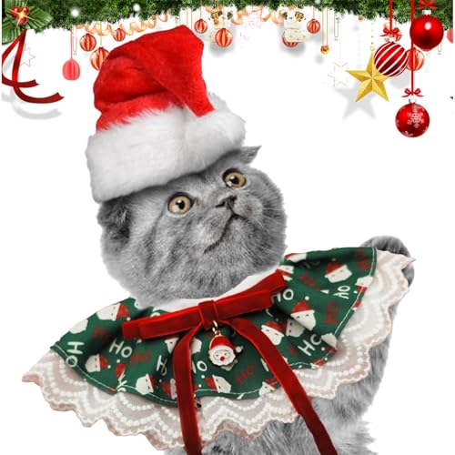Weihnachtslätzchen für Haustiere, Weihnachtslätzchen für Hunde,Weiche, verstellbare Hundehalstücher, weihnachtliche Hundelätzchen - Reversibler Haustier-Zubehör-Spitzensüßer Haustier-Schal für von higyee