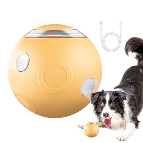 higyee Ball für Hunde, aufblasbar, drehbar | Automatischer Rollball mit Blitzlichtern | Automatischer Rollball wiederverwendbar für Haustiere, Katzen und kleine Hunde von higyee