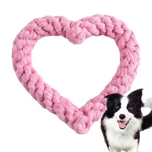 higyee Hundespielzeug aus Seil für Hunde, Spielzeug aus Seil für Hunde – unzerstörbares Spielzeug für Hunde, Kauspielzeug aus Seil in Herzform zum Valentinstag, Spielzeug für Tiere von higyee