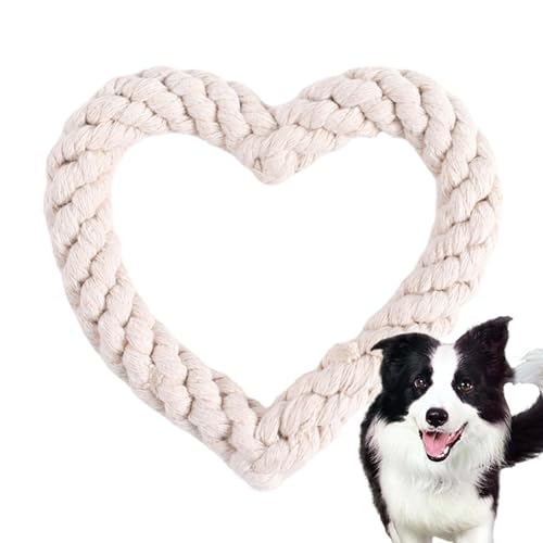 higyee Kauspielzeug aus Seil für Hunde, Hundespielzeug aus Seil in Herzform – Unzerstörbares Hundespielzeug | Kauspielzeug für Hunde aus Seil in Herzform zum Valentinstag von higyee