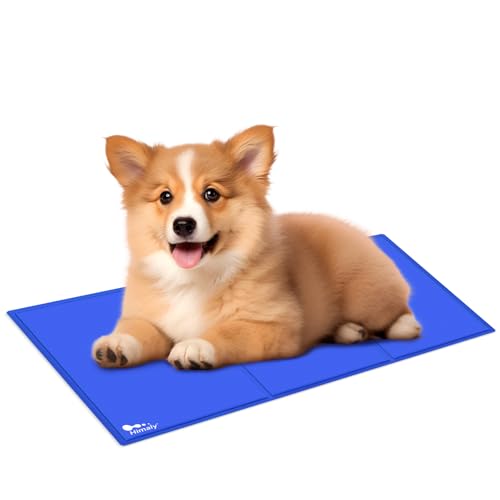 himaly Kühlmatte für Hunde und Katzen, Hundematten, Katzenbetten faltbares Selbstgel-Kühlkissen, wasserdicht, rutschfest, Kühldecke Geeignet für zu Hause & Draußen(20 x 36 Zoll/ 50 x 90 cm), Blau von himaly