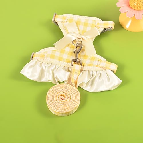 Pet Leine Brust Gurt mit niedlichem Cartoon-Design und Plaid Rock für den Outdoor-Einsatz bei Hunden und Katzen, Haustier zubehör im Weste-Stil von hiwhale