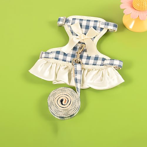 Pet Leine Brust Gurt mit niedlichem Cartoon-Design und Plaid Rock für den Outdoor-Einsatz bei Hunden und Katzen, Haustier zubehör im Weste-Stil Pet Leine Brust Gurt mit niedlichem Cartoon-Design und Plaid Rock für den Outdoor-Einsatz bei Hunden und Katzen, Haustier zubehör im Weste-Stil von hiwhale