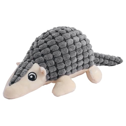hiwhale Künstliches Plüsch-Pangolin-Haustier-Hundespielzeug mit Quietschgeräuschen, Maissamt, bissfestes Hunde- und Katzenzubehör, Trainingsspielzeug mit sauberen Zähnen für Hunde Aller Rassengrößen von hiwhale