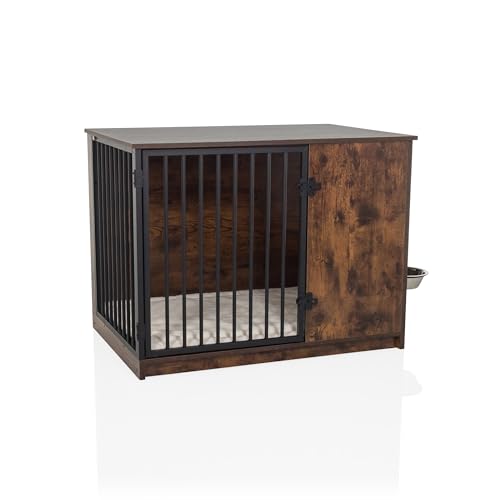 hjh LIVING Hundebox für Zuhause, 80 x 55 x 60 cm PAWHOME S Hundekäfig inkl. Edelstahlnäpfe, Hundehaus mit Tür bis 30 kg belastbar, Braun hjh LIVING Hundebox für Zuhause, 80 x 55 x 60 cm PAWHOME S Hundekäfig inkl. Edelstahlnäpfe, Hundehaus mit Tür bis 30 kg belastbar, Braun von hjh LIVING