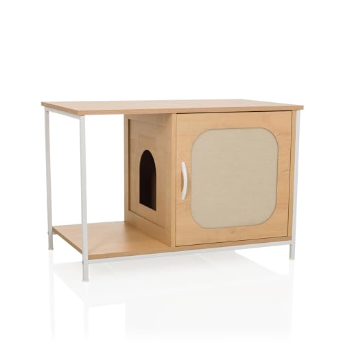 hjh LIVING Katzenhaus für Zuhause, 80x48x55 cm KITTYHOME 1 Katzenhöhle nutzbar auch als Katzenklo, bis 25 kg belastbar, Weiß/Buche hjh LIVING Katzenhaus für Zuhause, 80x48x55 cm KITTYHOME 1 Katzenhöhle nutzbar auch als Katzenklo, bis 25 kg belastbar, Weiß/Buche von hjh LIVING