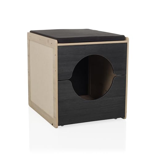 hjh LVING Katzenhaus für Daheim, 50x60x55,5 cm Kitty PAWBOX 2 Schrank für Katzenklo Katzenbett, Katzenhöhle bis 30 kg belastbar, Schwarz/Eiche hjh LVING Katzenhaus für Daheim, 50x60x55,5 cm Kitty PAWBOX 2 Schrank für Katzenklo Katzenbett, Katzenhöhle bis 30 kg belastbar, Schwarz/Eiche von hjh LIVING